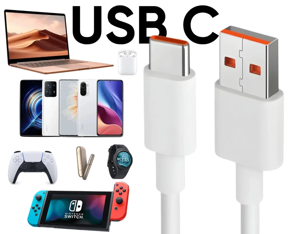 CAVO TIPO C 1 2 3 METRI CAVETTO USB TYPE C RICARICA BATTERIE CELLULARE VELOCE 5A - Immagine 2 di 4