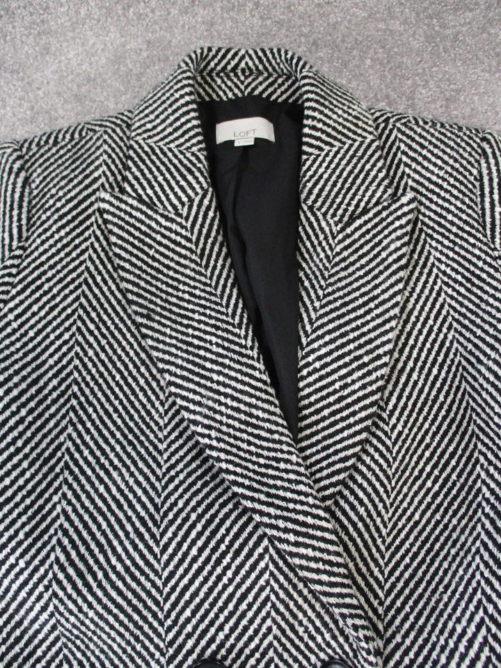 Abrigo deportivo Loft para mujer 0 negro blanco lana espiga blazer Foto 2 de 4