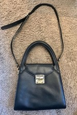 Very Retro Vintage Francesco ROGANI Black Leather Purse Bag short Long strap