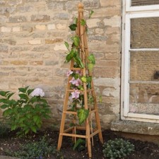 Wooden Garden Obelisk Triangular Outdoor Plant Support Structure Trellis 2 Sizes
