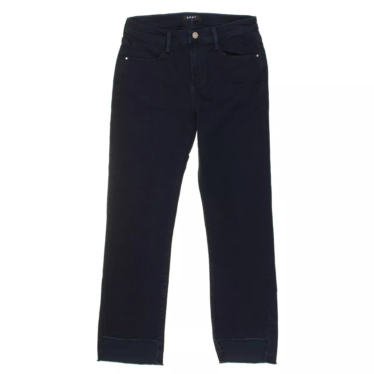 DKNY NEW Women s Blue Raw Hem Stair step Straight Leg Jeans 28 TEDO