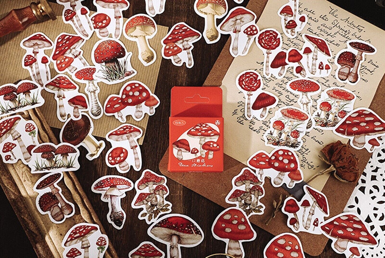 46 Mushroom Stickers,for Scrapbook, Planners,Journal,Woodland Toadstool Fungi