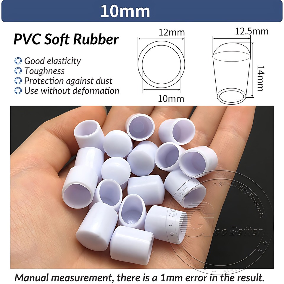 PVC Round Rubber End Caps Protection Cap Threaded Cover Pipe Tubing ...