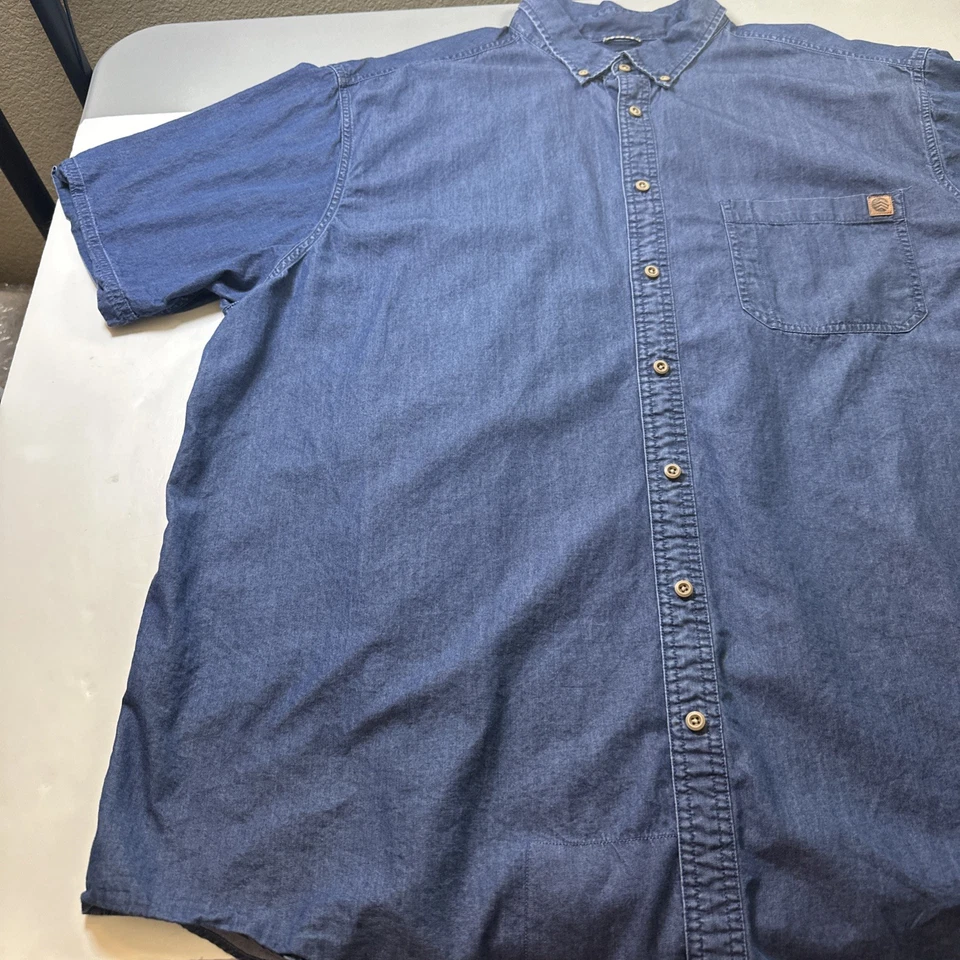 Solaris Mens Denim Shirt Short Sleeve Button Up Outdoor Blue 3XT #016 - Image 3 of 4