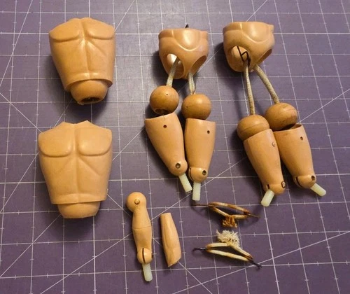 Vintage 12" GI Joe Body Part Lot From Painted Rivet Dolls Left Arm Torso Elastic