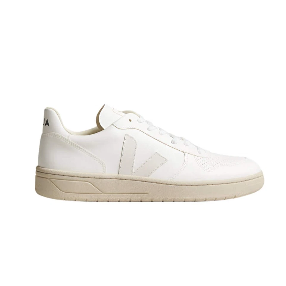 Zapatillas Veja Unisex V-10 Cuero Completo, Beige/Blanco, Nuevas - VENTA FLASH