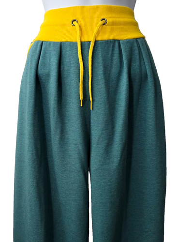 Felpa vintage anni 80 vita alta S pantaloni TASCHE vita elastica verde Liz Wear - Foto 4 di 8