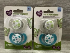 Parents Choice Vent Orthodontic Silicone Pacifiers Two 2-Packs 6 Months BPA FREE