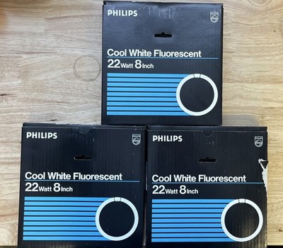 Philips FC8T9CW Fluorescent 22W 8'' Circline Lamp Light Bulb Cool White Lot of 3