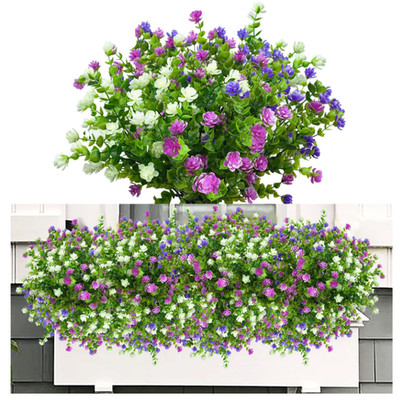 Artificial Flower Set 6 Bundles UV Resistant Balcony Plants Weatherproof Outdoor