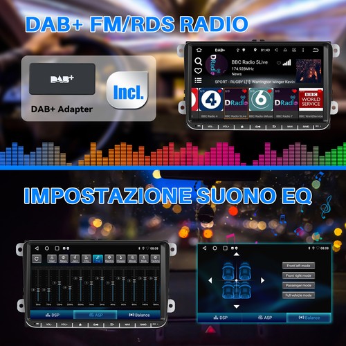 Autoradio 9" Carplay DAB+ Android 13 1+32G GPS CAM Per VW GOLF 5 6 Touran Passat - Foto 11 di 15