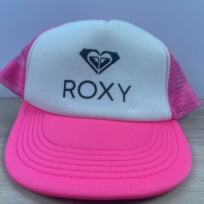 ROXY White Pink Hat Pink Hat Adjustable Hat Adult Fit Hat Pink