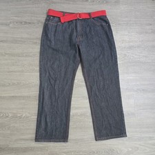 VTG Y2K Akademiks Baggy Wide Leg Dark Red Denim Jeans Flap Pocket Men s 40x30