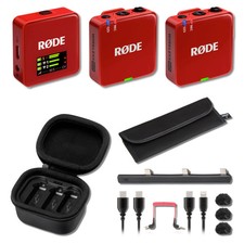 Rode Wireless GO Gen 3 Wireless Microphone System Red with Rode Charge Case 