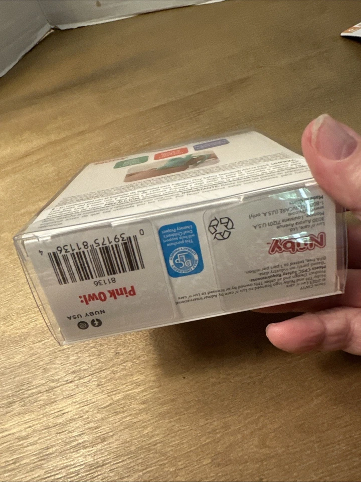 Nuby Silicone Wrist Grip Teething Mitten - 3+ Months, Pink Owl - Image 4 of 4