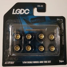 LODC Series 1 8mm Mesh Wheels S1 2/4 Chrome Rim w/ Gold Insert 1:64