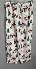 Pottery Barn Kids Pajama Bottoms Loungewear Adult SIze XL Flannel Trees Santa