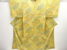 Flower  Bird Pattern Kimono Silk Traditional Japanese Used Excellent Condition