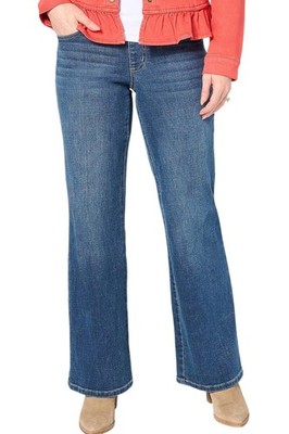 Belle Boho by Kim Gravel Women's Crosshatch Denim Wide Leg Jean Rinse