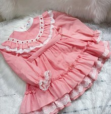 Vintage 80s K.L.L Girls Red White Ruffled Full Circle Long Sleeve Party Dress