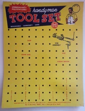 VTG 1950s?? MARX HANDYMAN CARPENTRY TOOLS CARDBOARD PEG STORE DISPLAY NOS W
