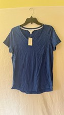 New CHARTER CLUB Women's Everyday Cotton V-Neck Pajama T-Shirt Blue Size S