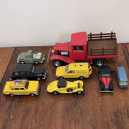 Mixed Lot 8 Vintage Cars- Corgi Diecast Welly Bugatti, Road Legends Ford Telecom