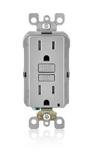 Leviton GFTR1-GY 15A 125V Polycarbonate Tamper Resistant Duplex Gray GFCI Outlet