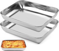 Edelstahl Backblech Set 2Er Rechteckig 25,5X19,5Cm FüR Backen Und Braten