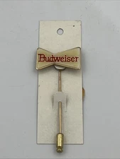 Vintage Budweiser Bowtie Lapel Pin Hat Pin White Red Letters Rare