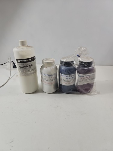Dharma Procion MX Fabric Dye Lot Blue 60 Rubine 35 White + Milsoft NB