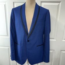 J Ferrar Tuxedo Jacket Mens 42 Long Blue Slim Fit Shawl Lapel One Button Formal