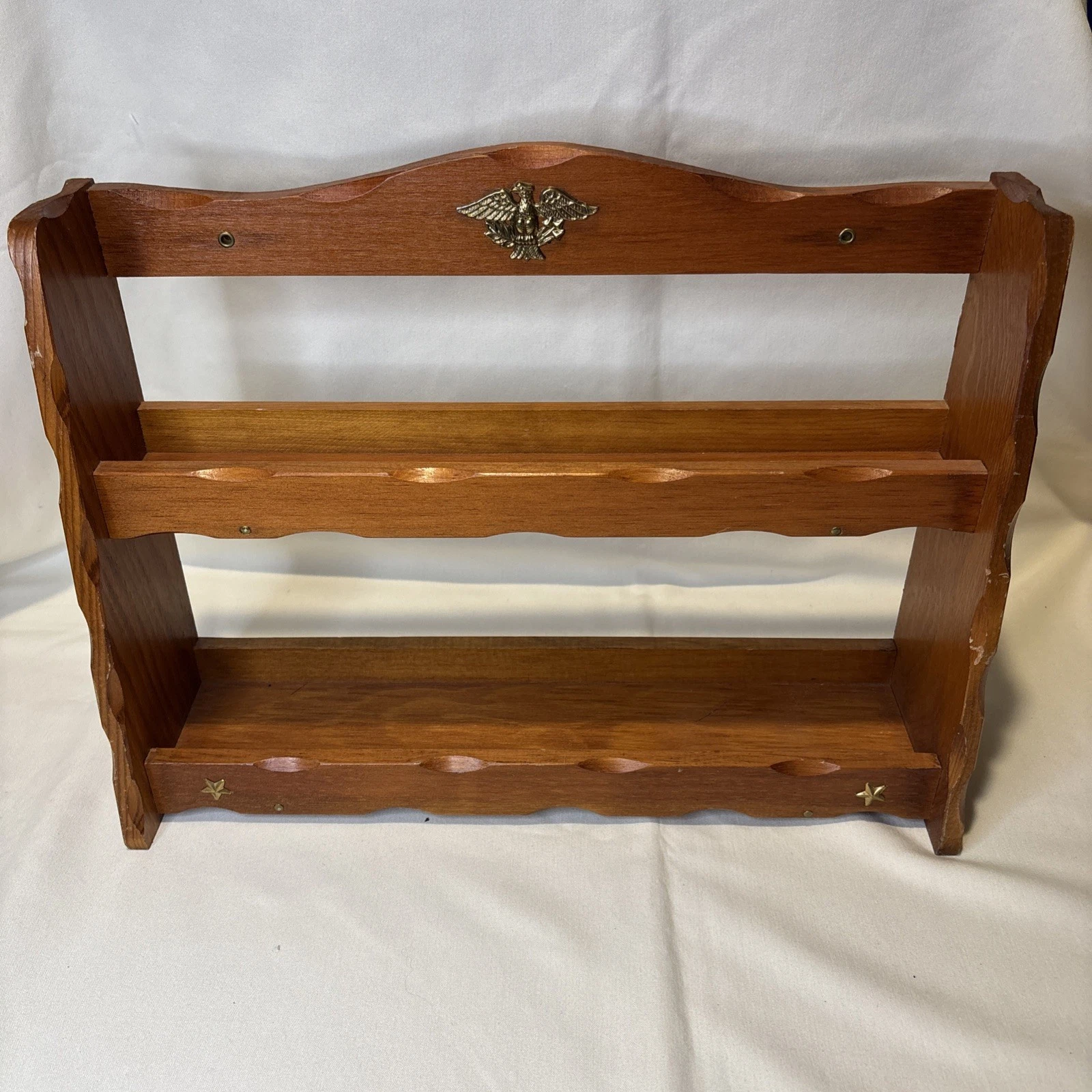 Colonial Early American Style Wooden Two-Tier Spice Rack