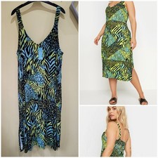 Yours Mixed Animal Print Green Beach Dress Size 26-28 Soft + Stretchy - Throw on