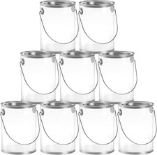 9 Pack Clear Paint Can Containers with Metal Lids, 5 Inches Tall Empty Paint Sto