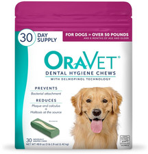 OraVet Dental Chews Large Dogs 30Ct Oral Care Hygiene Pink Pouch