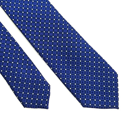 Creazioni TUCCI Luxury Tie Blue Geometric Pattern Woven Silk Necktie 60'' x 2''