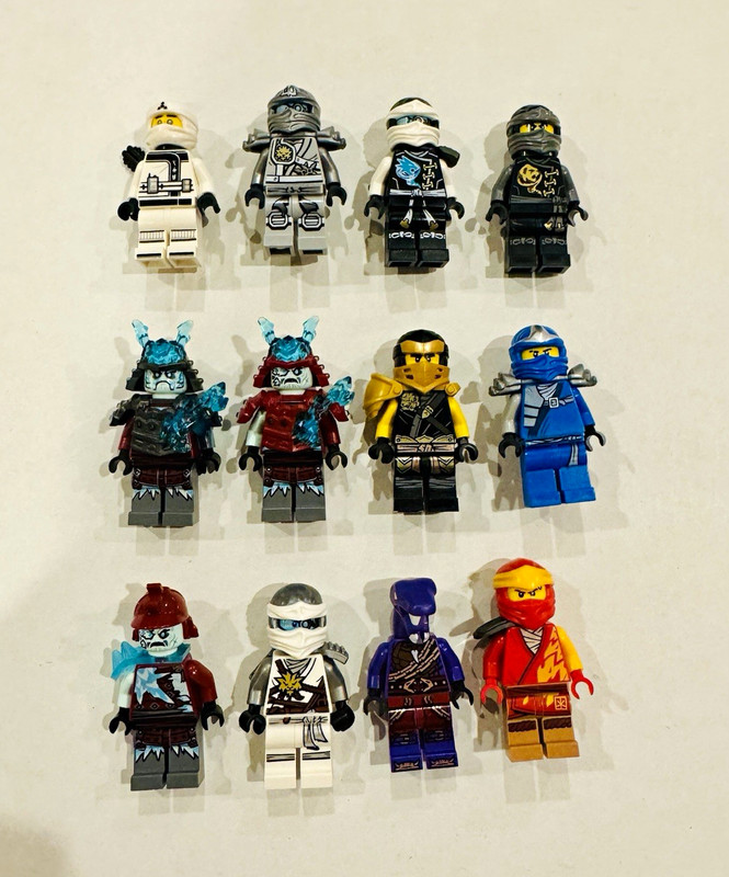 LEGO NINJAGO Minifigure Damaged Lot of 12 Mixed Characters Zane Kai Cole Jay