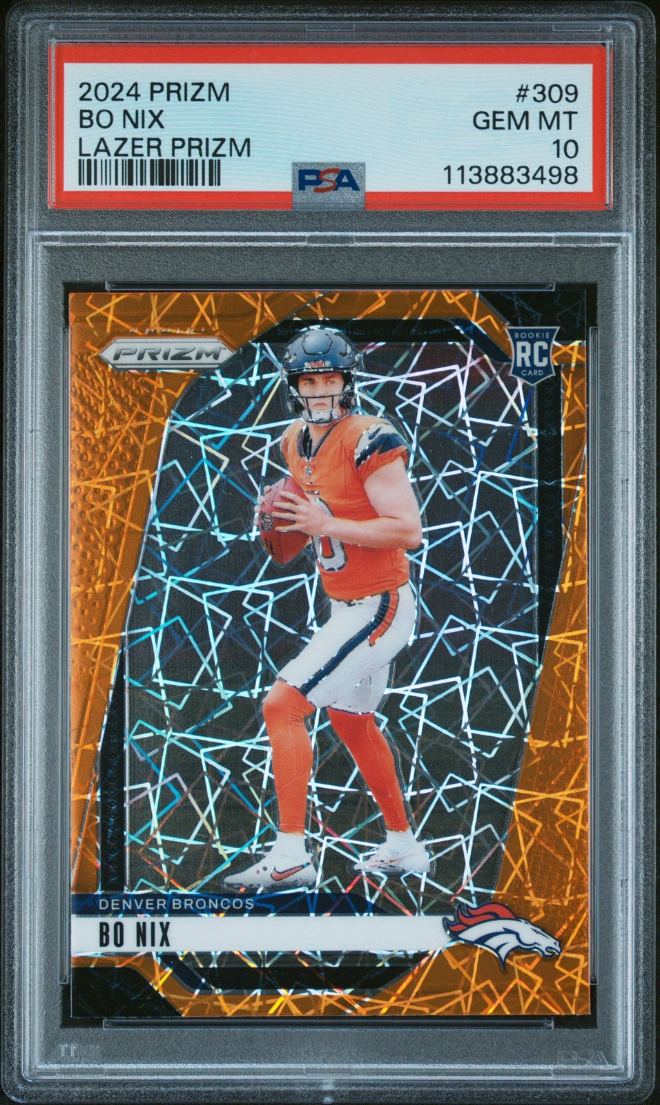 2024 Panini Prizm #309 Bo Nix Lazer PSA 10