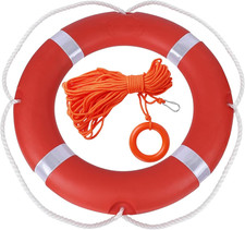 Life Ring Buoy Boat Safety Throw Ring with Water Floating Lifesaving Rope 98.4FT