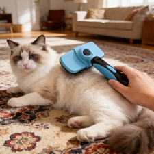 Sky Blue Deshedding Grooming Tool for Dogs & Cats, Skin Friendly Deshedding Comb