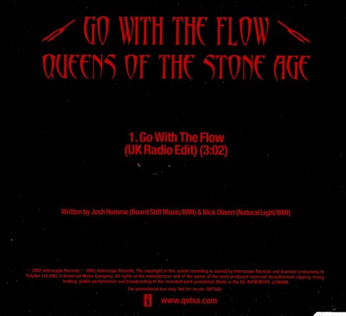 Queens Of The Stone Age – Go With The Flow 1 Track Promo CD - Picture 2 of 3