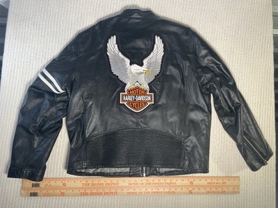 Wilson s Leather M. Julian Black/White Stripe Leather Moto Harley Jacket XL VTG