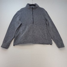 Eddie Bauer Pullover Sweater Women XL Gray Microfleece Quarter Zip Textured Knit