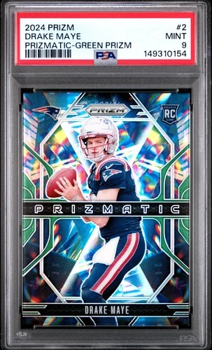 2024 PANINI PRIZM PRIZMATIC GREEN PRIZM #2 DRAKE MAYE ROOKIE RC PSA 9