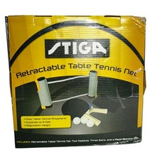 Stiga Retractable Table Tennis Net Portable Universal Fit Paddles Balls Included