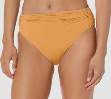 Carmen Marc Valvo Women's Orange Shirred Waist Bikini Bottom Swimwear Size XL