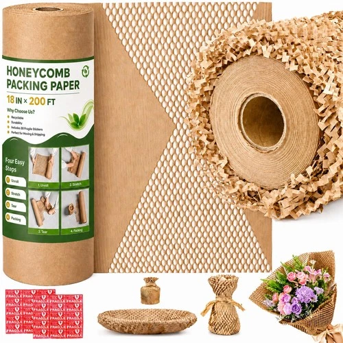 Honeycomb Packing 18" x 200' Recyclable Bubble Wrap for Packing - product listing photo