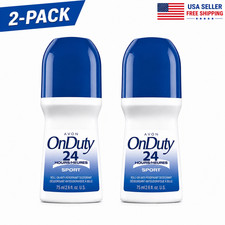 2 Pack Avon On Duty Sport 24 Hr Roll-On Antiperspirant Deodorant 2.6 oz Men