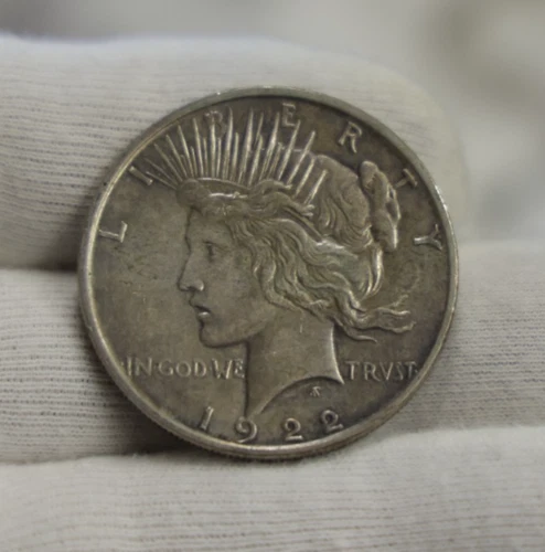 1922 D US Peace Silver Dollar $1 XF (Cleaned,Rim Nick)